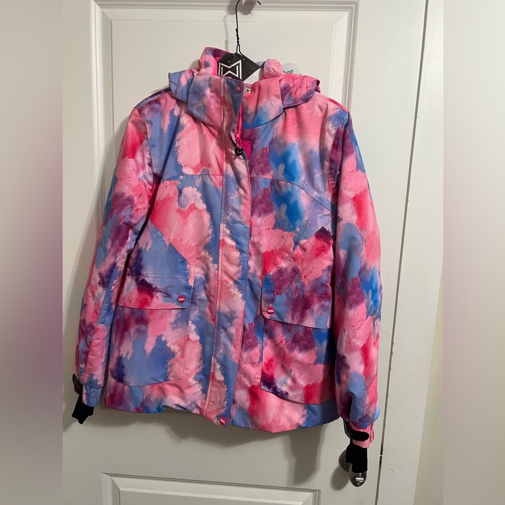 Women’s Ski Jacket in Pink & Blue Tie-Dye